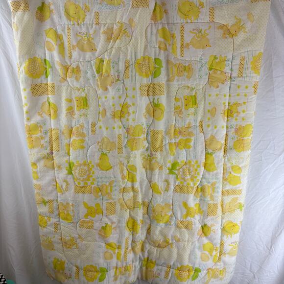Vintage Chick Bunny Frog  Baby Blanket Comforter 43 x 33 - Picture 1 of 6